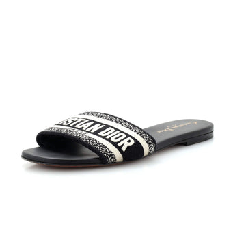 Christian Dior Women's Dway Flat Sandals Embroidered Canvas
