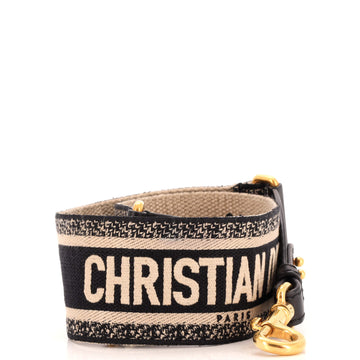 Christian Dior Logo Shoulder Strap Embroidered Canvas