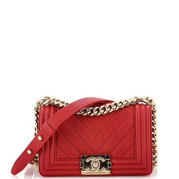 Chanel Boy Flap Bag Chevron Caviar Small