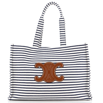 Celine Cabas Thais Tote Triomphe Striped Canvas Large