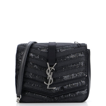 Saint Laurent Sulpice Flap Bag Sequin Matelasse Chevron Satin Small