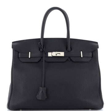 Hermes Birkin Handbag Black Togo with Palladium Hardware 35