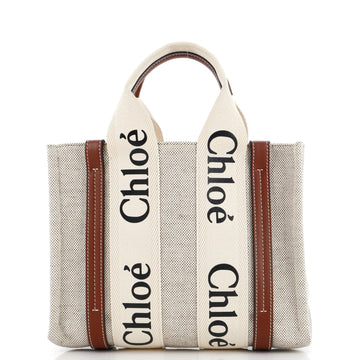 Chloe Woody Tote Canvas with Leather Small