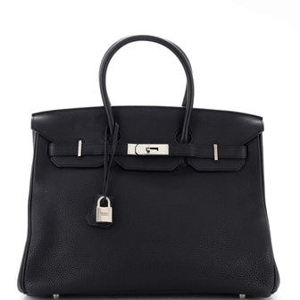 Hermes Birkin Handbag Black Togo with Palladium Hardware 35