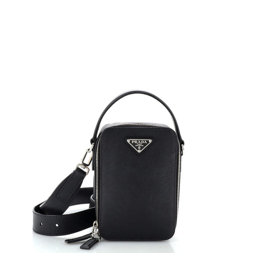 Prada Brique Crossbody Bag Saffiano Leather Medium Black 27714874