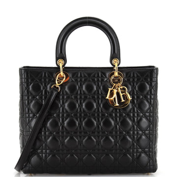 Christian Dior Vintage Lady Dior Bag Cannage Quilt Lambskin Large