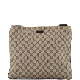 Gucci Zip Top Messenger Bag GG Coated Canvas Large