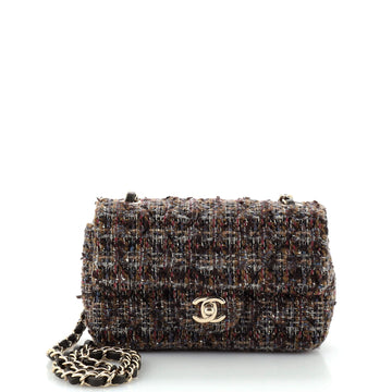Chanel Classic Single Flap Bag Quilted Tweed Mini