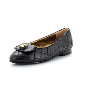 Chanel Women's CC Button Ballerina Flats Quilted Leather