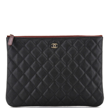 Chanel O Case Clutch Quilted Caviar Medium