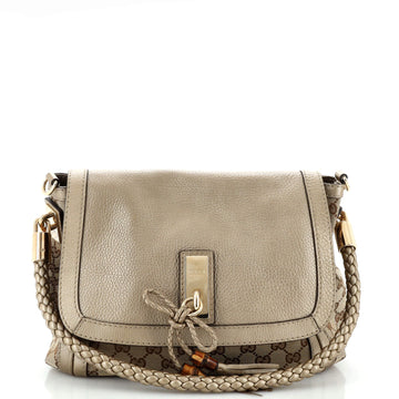 Gucci Bella Flap Shoulder Bag GG Canvas with Leather Medium