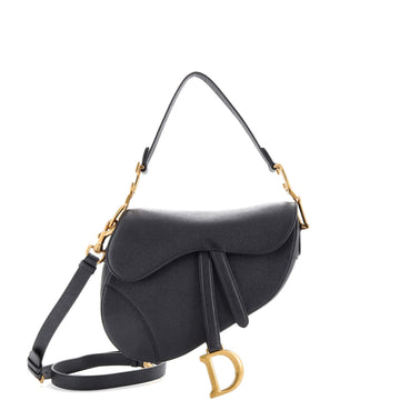 Christian Dior Saddle Handbag with Strap Leather Medium