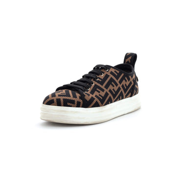 Fendi Women's Rise Low-Top Platform Sneakers Perforated Zucca Fabric