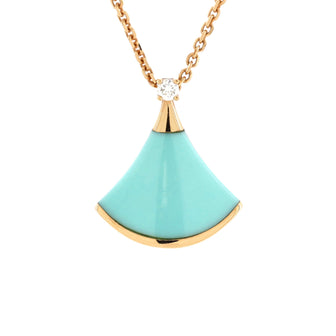 Bvlgari Divas' Dream Pendant Necklace 18K Rose Gold with Turquoise and Diamond Small
