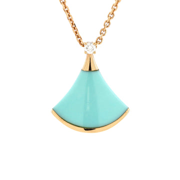 Bvlgari Divas' Dream Pendant Necklace 18K Rose Gold with Turquoise and Diamond Small