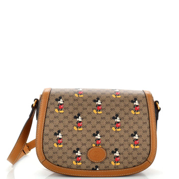 Gucci Disney Mickey Mouse Flap Shoulder Bag Printed Mini GG Coated Canvas Small