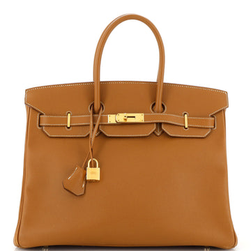 Hermes Birkin Handbag Brown Epsom with Gold Hardware 35
