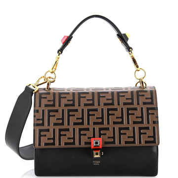 Fendi Kan I Bag Zucca Embossed Leather Medium