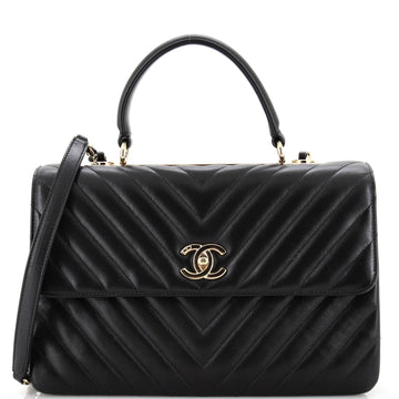 Chanel Trendy CC Top Handle Bag Chevron Lambskin Medium