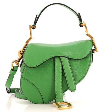 Christian Dior Saddle Handbag Leather Micro