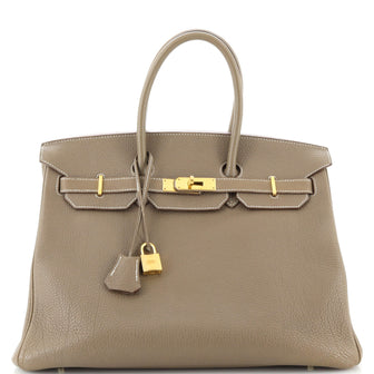 Hermes Birkin Handbag Grey Togo with Gold Hardware 35