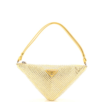 Prada Triangle Top Handle Pouch Bag Crystal Embellished Satin Mini