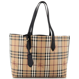 Burberry Reversible Tote Haymarket Coated Canvas and Leather Medium