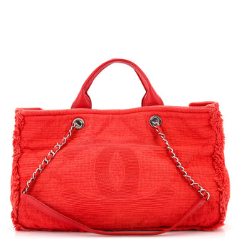 Chanel Double Face Deauville Tote Fringe Quilted Canvas Medium