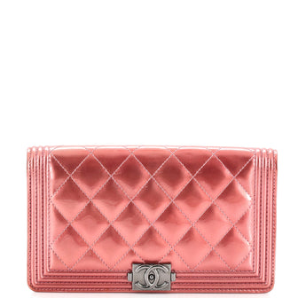 Chanel Boy Yen Wallet Quilted Patent