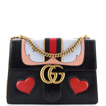 Gucci Web Heart GG Marmont Chain Shoulder Bag Leather Medium