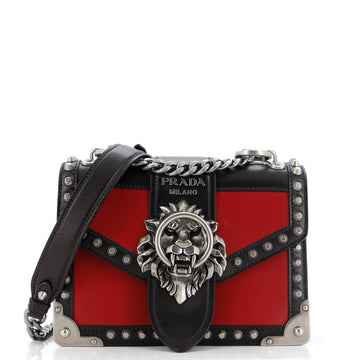 Prada Animalier Cahier Crossbody Bag Studded Leather Small
