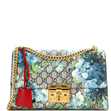 Gucci Padlock Shoulder Bag Blooms Print GG Coated Canvas Medium