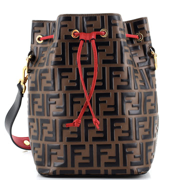 Fendi Mon Tresor Bucket Bag Zucca Embossed Leather Small