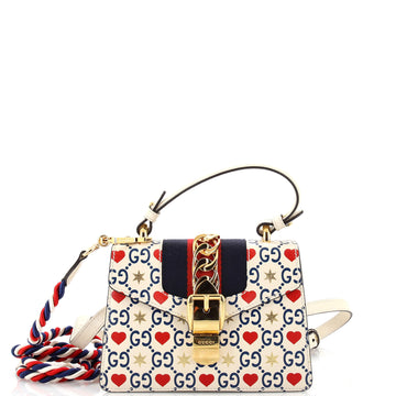 Gucci Sylvie Top Handle Bag Limited Edition Valentines GG Printed Leather Mini