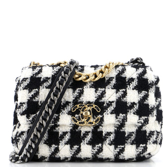 Chanel 19 Flap Bag Quilted Houndstooth Tweed and Ribbon Medium