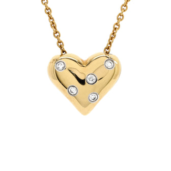 Tiffany & Co. Etoile Heart 5 Diamond Pendant Necklace 18K Yellow Gold with Platinum and Diamonds