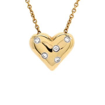 Tiffany & Co. Etoile Heart 5 Diamond Pendant Necklace 18K Yellow Gold with Platinum and Diamonds