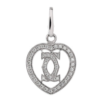 Cartier 2C Heart Charm Pendant & Charms 18K White Gold with Diamonds