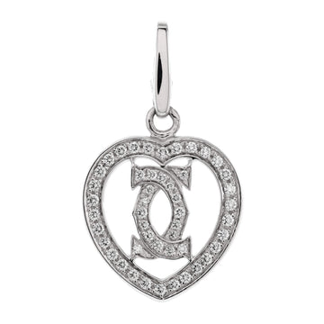 Cartier 2C Heart Charm Pendant & Charms 18K White Gold with Diamonds
