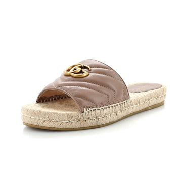 Gucci Women's GG Marmont Espadrilles Slide Sandals Matelasse Leather