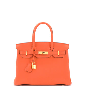 Hermes Birkin Handbag Orange Togo with Gold Hardware 30