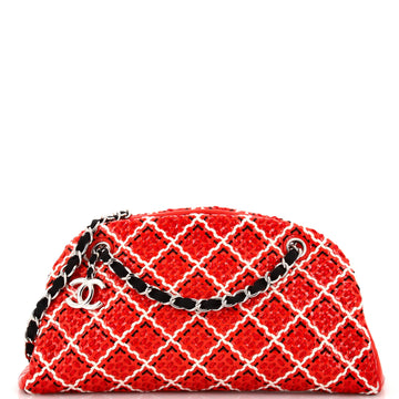 Chanel Just Mademoiselle Bag Woven Stitch Patent Medium