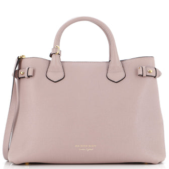 Burberry Banner Tote Leather and House Check Canvas Medium