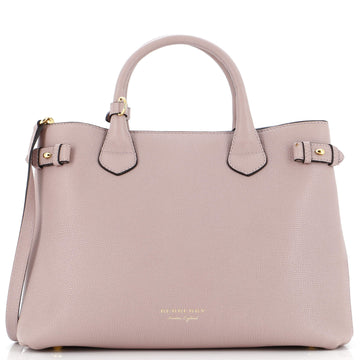 Burberry Banner Tote Leather and House Check Canvas Medium
