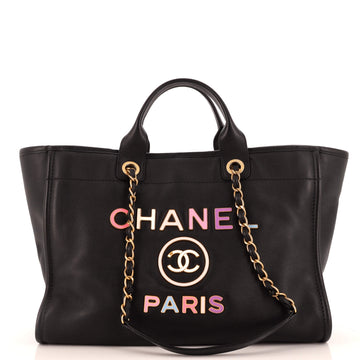 Chanel Deauville Tote Calfskin with Enamel Logo Medium
