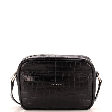 Saint Laurent Camp Camera Bag Crocodile Embossed Leather Mini