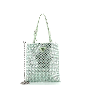 Prada Chain Flat Tote Crystal Embellished Satin Mini