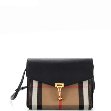 Burberry Macken Crossbody Bag Leather and House Check Canvas Small
