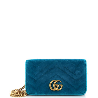 Gucci GG Marmont Chain Flap Bag Matelasse Velvet Mini