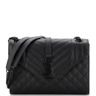 Saint Laurent Classic Monogram Envelope Satchel Mixed Matelasse Leather Medium